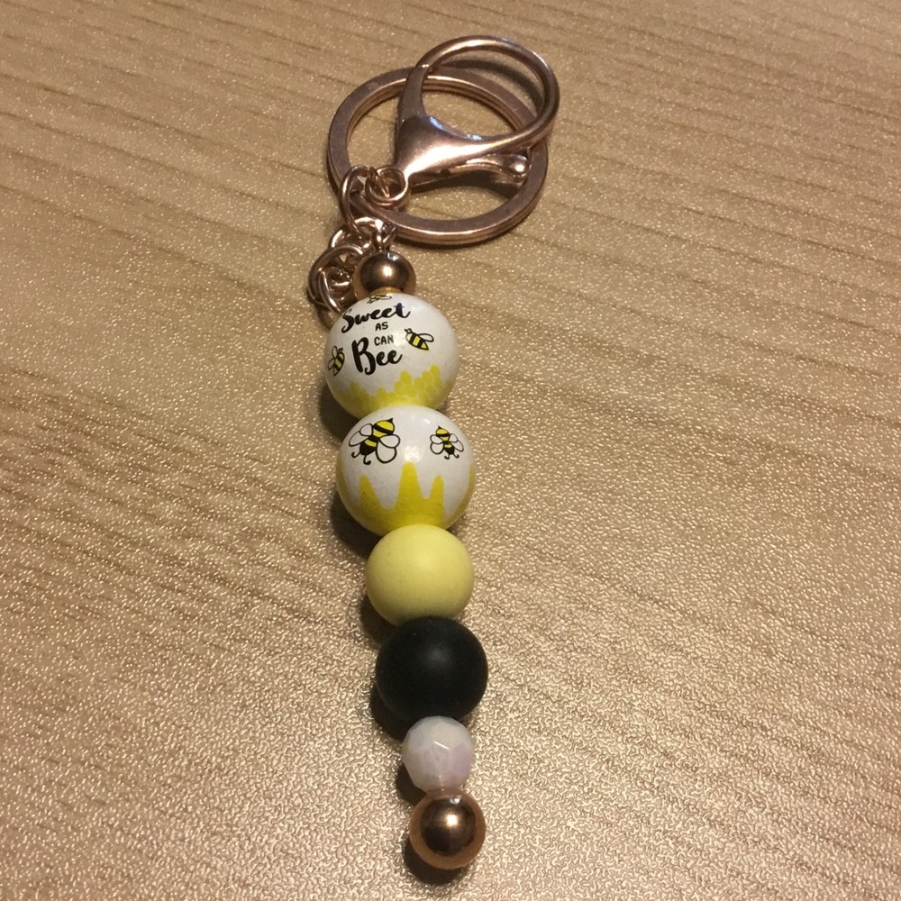Bee Themed Beaded Keychain